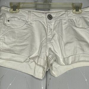 White Mid Rise Shorts